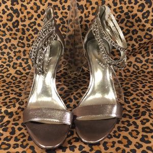 NWOT STYLE & CO SILVER HIGH HEEL SANDALS SIZE 10
